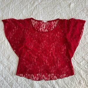 Chic Scarlet Lace Blouse